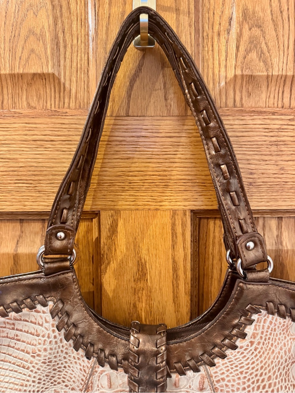 M.C. Geninue Leather Retro Tan/Brown Shoulder Bag - Picture 6 of 11